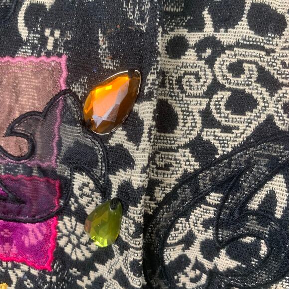 Vintage Size M Tapestry Embroidered Beaded Floral Jacket Art to Wear Patchwork - Picture 11 of 15